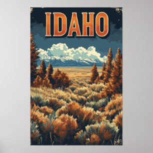 Idaho USA Konst Vintage Illustration Resor Poster
