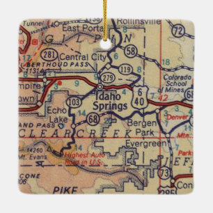 Idaho Vår CO Vintage Karta Julgransprydnad Keramik