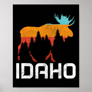 Idaho Vintage Retro Pride Souvenir Älg Natur Hi Poster