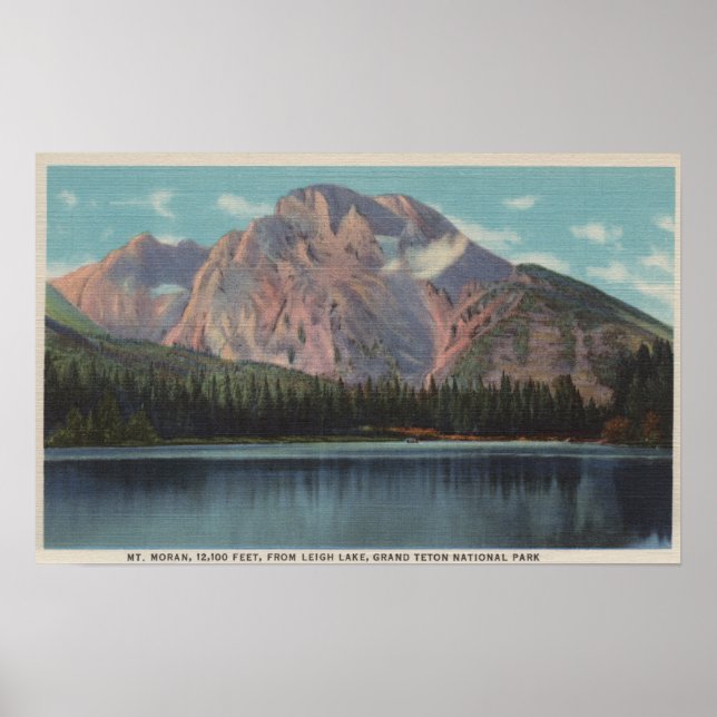 IdahoView of Mt. Moran från Leigh LakeIdaho Poster (Framsidan)