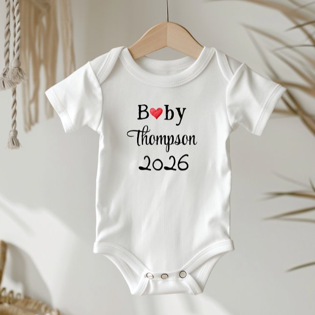 Idé för graviditetsannonsering, Personlig med namn T Shirt (Pregnancy announcement idea, cute baby bodysuit )