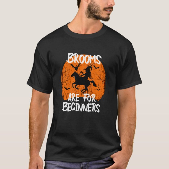 Idea Horses Witch Halloween Brooms är till begynne T Shirt (Framsida)