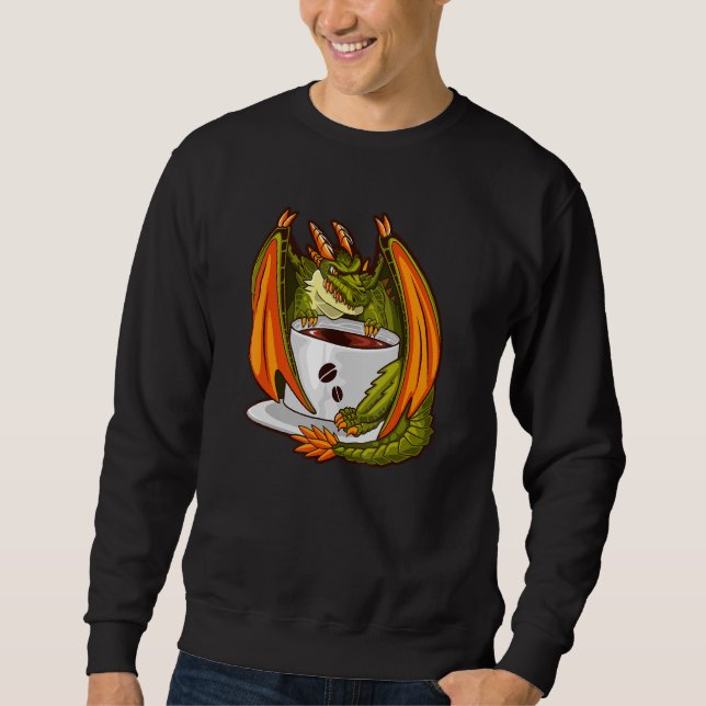 Idea om kaffe i Humor vid Dragon Coffee Reptiles Lång Ärmad Tröja (Framsida)