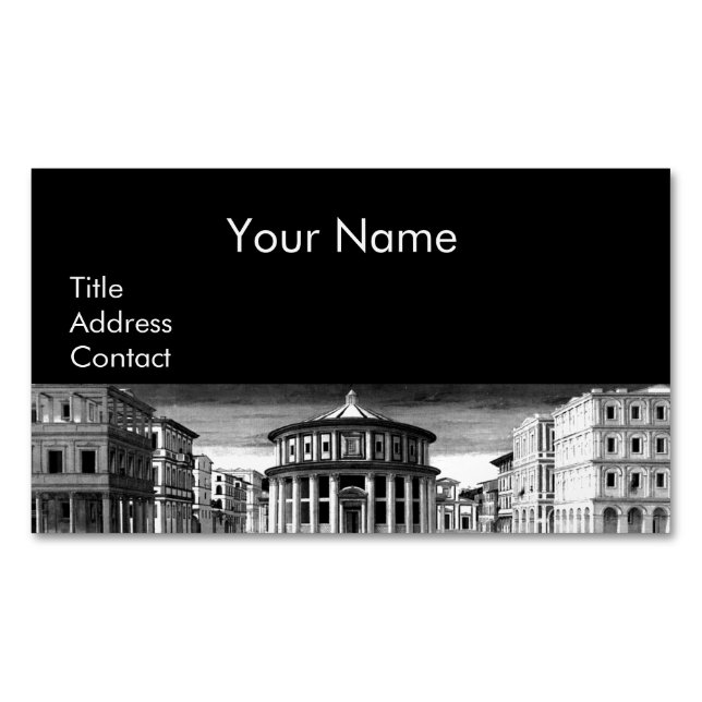 IDEAL CITY,Renaissance Architecture Black White Visitkortmagnet (Framsida)