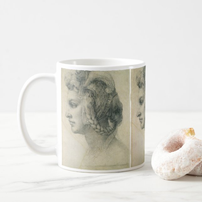 Ideal kvinnohuvud av Michelangelo Kaffemugg (Med munk)