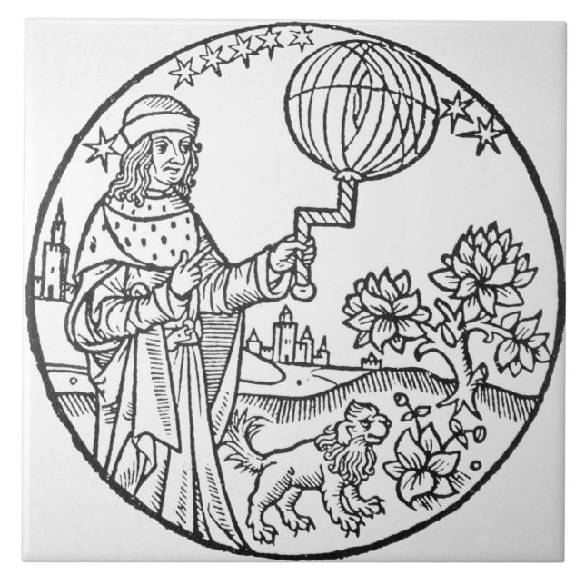 Idealporträtt av Aristotle (384-322 BC), kopierar Kakelplatta (Framsidan)