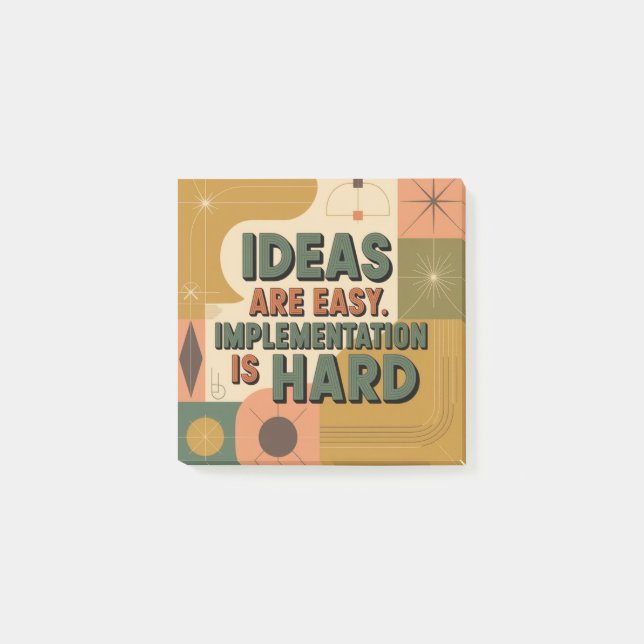 Ideas Are Easy. Implementation Is Hard Post-it Block (Framsida)