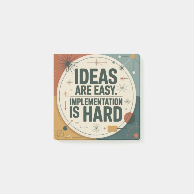 Ideas Are Easy. Implementation Is Hard Post-it Block (Framsida)