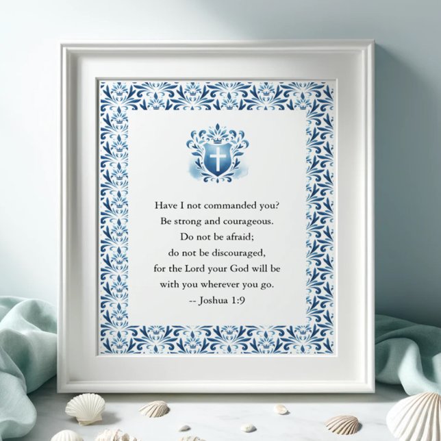 Idébildande bibelverser Poster (Bible verse inspirational poster in shades of blue)