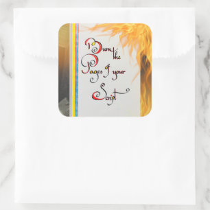 Idécitat Bränn sidorna i skriptet Fyrkantigt Klistermärke