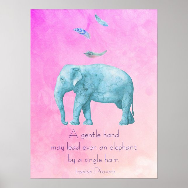 Idécitat med fjädrar och elefant poster (Framsidan)