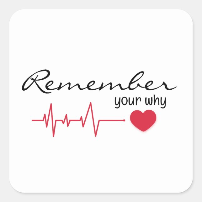 Idécitat med röd puls fyrkantigt klistermärke (Framsida)