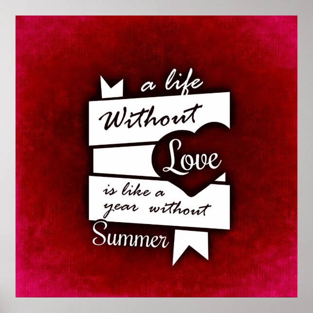 Idécitat på Kärlek på en röd bakgrund Poster (Framsidan)