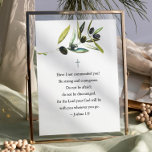 Idécitat Poster Olive Gren<br><div class="desc">Ge uppmuntran och tillit till alla platser med denna vackert utformade inspirerande poster, som innehåller den egenmäktiga bibeln från Joshua 1:9: "Har jag inte styrt er? Var stark och modig. Var inte rädd, var inte avskräckande, för Gud kommer att vara med dig var du än går." Med elegant vattenfärgsolja grenar...</div>