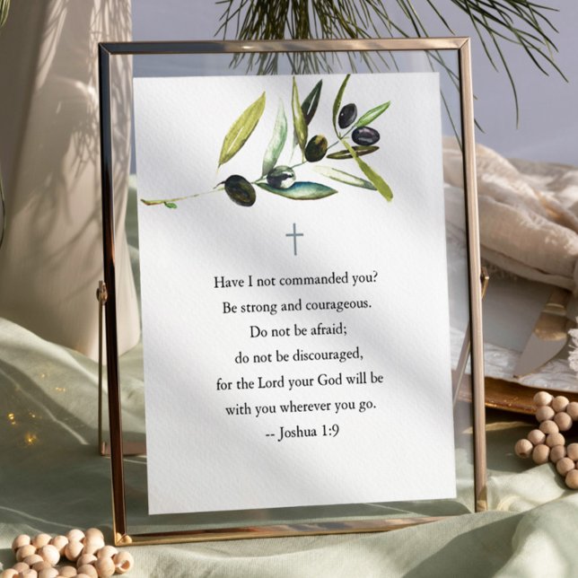 Idécitat Poster Olive Gren (Bible verse with watercolor olive branch art by Victoria Grigaliunas of Do Tell A Belle)