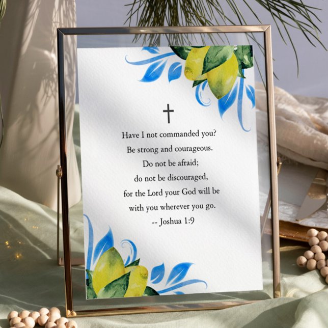 Idécitattecken Poster (Inspirational quote bible verse watercolor lemon art by Victoria Grigaliunas of Do Tell A Belle)
