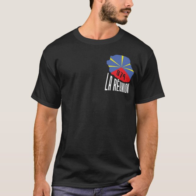 idee cadeau drapeau carte ile de la reunion 974 t shirt (Framsida)
