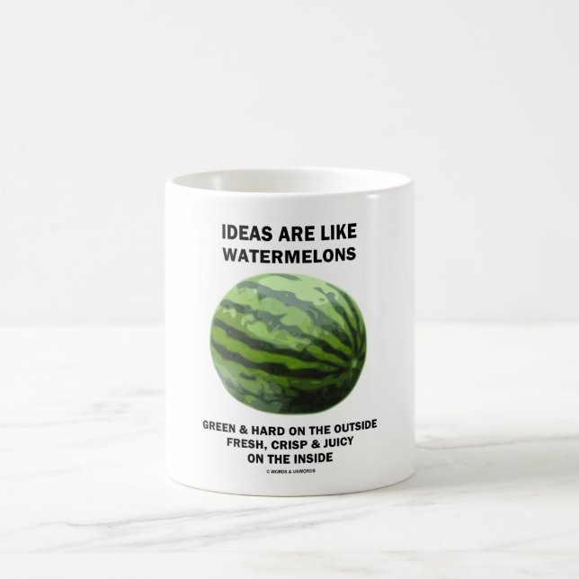 Idéer är som vattenmeloner (mat för tankearbete) kaffemugg (Center)