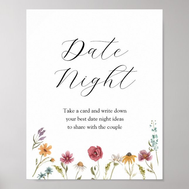 Idéer för dejt kväll med vilda blommor Bröllopsdus Poster (Framsidan)