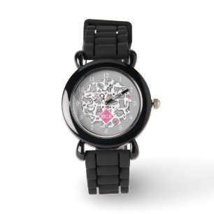 Idéer för gåva för katt för Whimiscal rosa- o Armbandsur