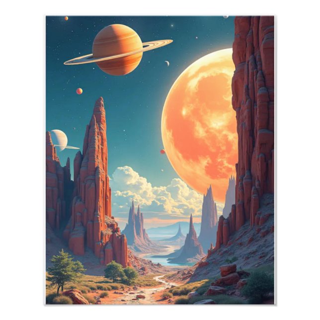 Idéer om utrymmesutskrifter och fantasifulla utrym fototryck (Framsidan)