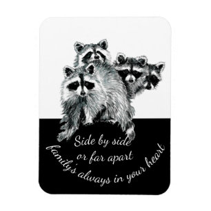 Idéfamiljens citattecken Cute Watercolor Raccoon Magnet
