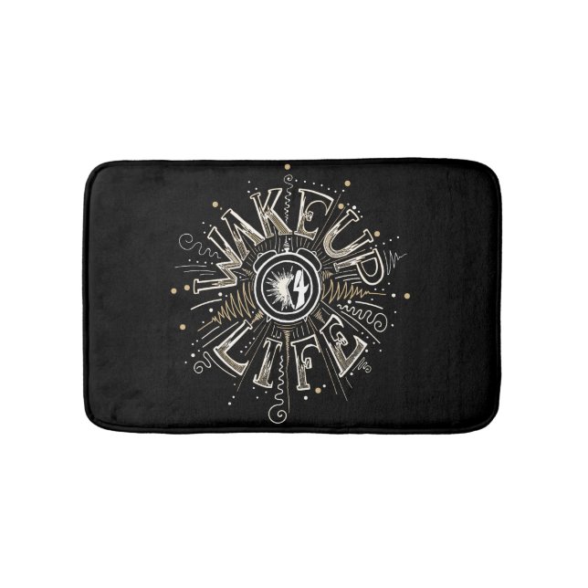 Idéillustration av den inspirerande WAKE UP 4 LIFE Badrumsmatta (Framsidan)