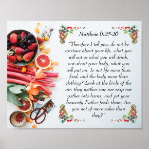 Idéisk bibel vers från Matthew 6:25 Bible Poster