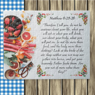 Idéisk bibel vers från Matthew 6:25 Pussel