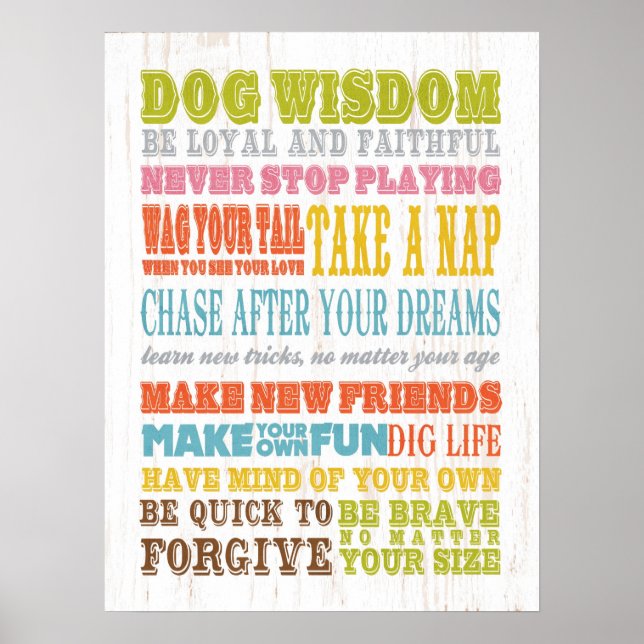 Idéisk konst - Hund Wisdom. Poster (Framsidan)
