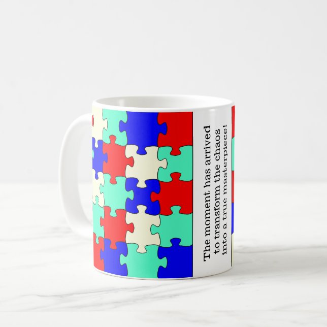 Idéisk Roligt, färgfull Jigszawpuzzle Delara Kaffemugg (Framsida vänster)