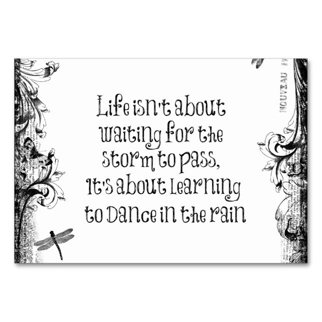 Idén att dansa i Regncitatet Bordsnummer (Framsidan)