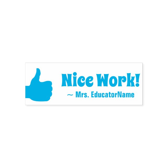 Idén "Nice Work" + Anpassningsbar Lärare Namn Självfärgande Stämpel (Design)