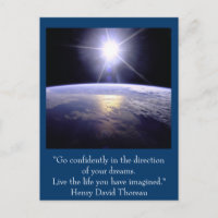 Idénationellt vykort. Citat: Henry David Thoreau