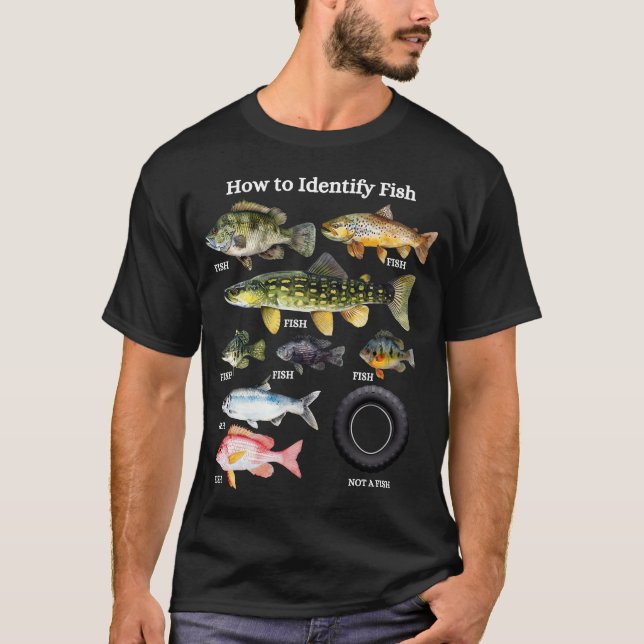 Identifiera fisk, Fiske älskare, lustig presentidé T Shirt (Framsida)