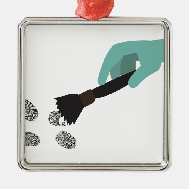 Identifiera med fingeravtryck borstar julgransprydnad metall (Framsidan)