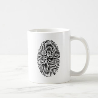 Identifiera med fingeravtryck kaffemugg