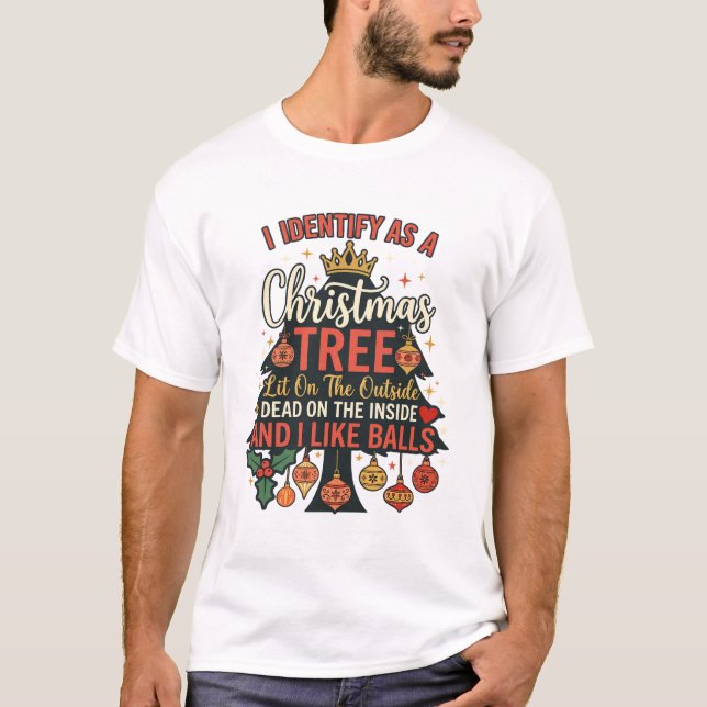 Identifiera Som Julgrans Kronkulor T Shirt (Framsida)