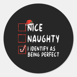 Identifiera som perfekt rolig naughty nice lista j runt klistermärke
