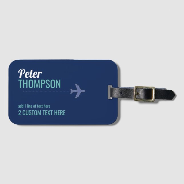 Identifierare för Blue Modern traveler Namn Bagagebricka (Framsida horisontal)