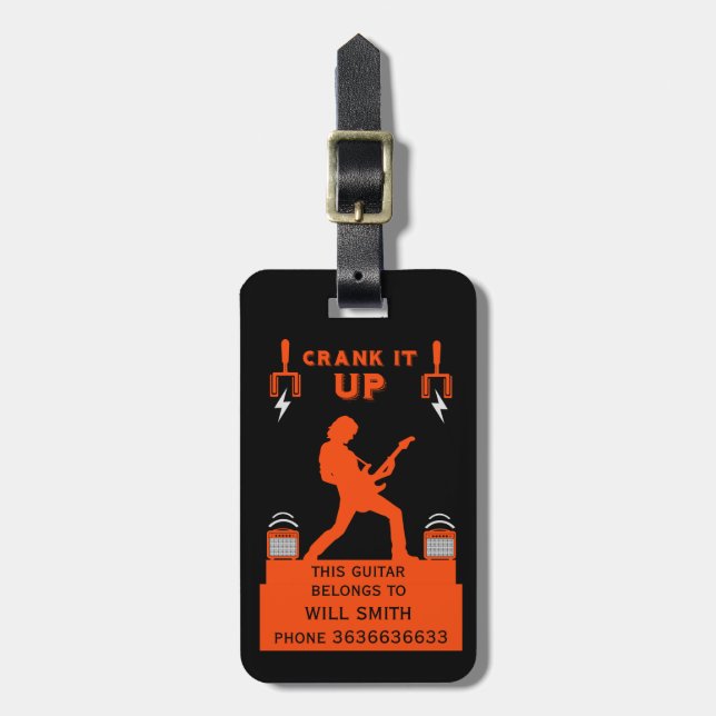 Identifiering av Guitar Fodral Egendom Bagagebricka (Vertikal Framsida)