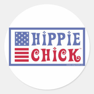 Identifieringsmärke för Chick av hippie Runt Klistermärke