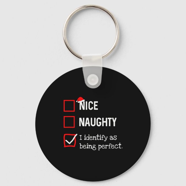 Identify As Perfect Funny Naughty Nice List Christ Nyckelring (Framsida)
