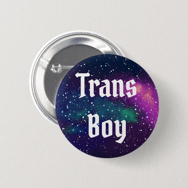 Identitet för galax för trans.-pojkeanpassade knapp (Framsida & baksida)