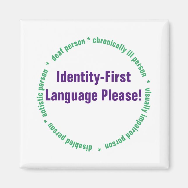 Identitet-först-språk Magnet (Framsidan)