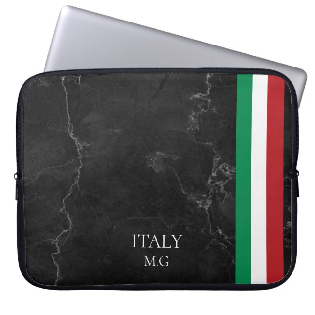 Identity Tech Custom Black Marble Laptop Sleeve (Framsidan)