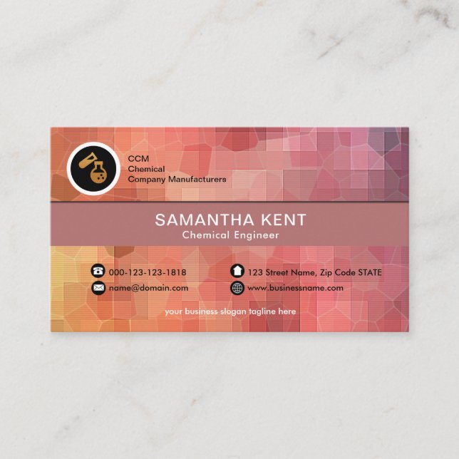 Idérik färgrik polygonmolekylkemist visitkort (Framsida)