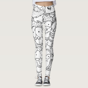 Idérik mönsterdesign för roliga ansikten leggings