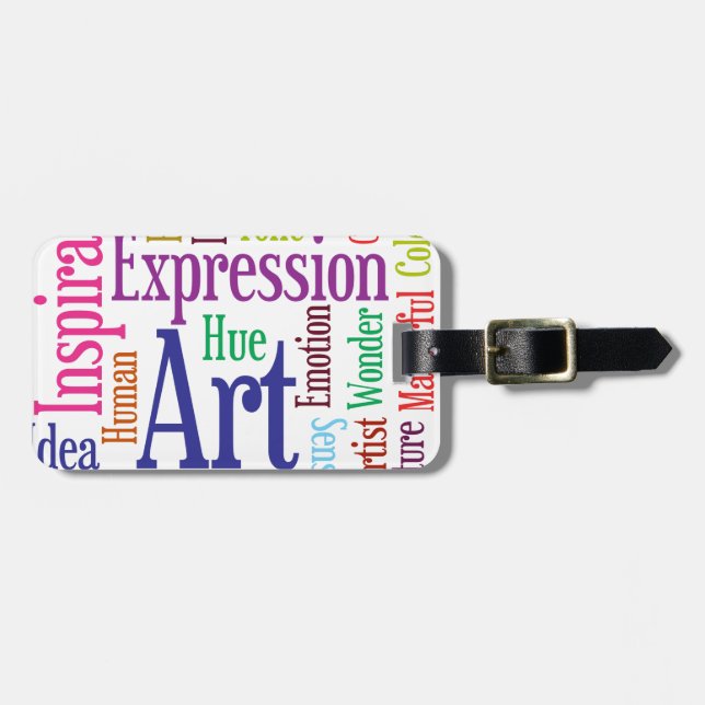 Idérik persons konst och inspirationordmoln bagagebricka (Horisontell Framsida)