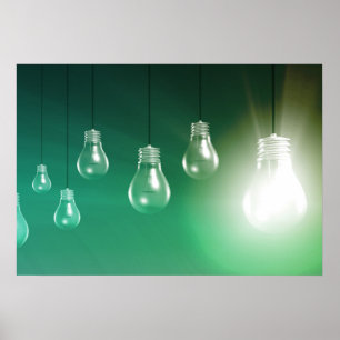 Idérikt innovation- och glödabegrepp som en kons poster